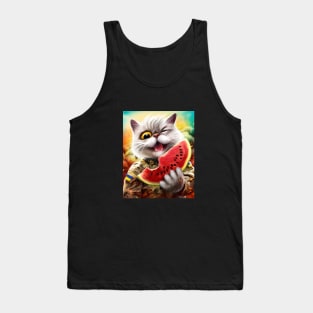 cute ukrainian cat with a watermеlon slice Tank Top